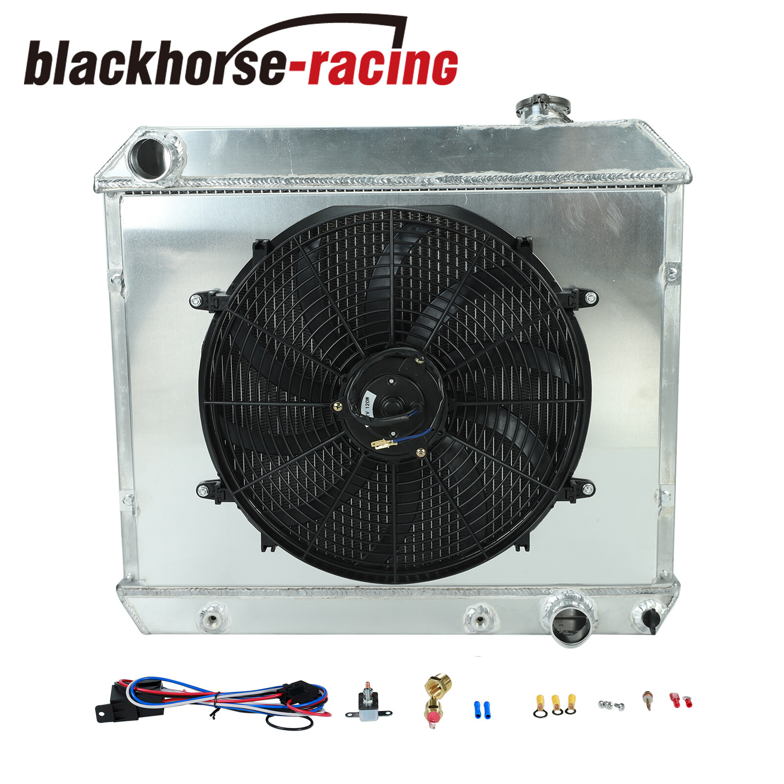 For 1963-1966 1965 Chevy C/K Pickup Truck C10 C20 C30 3 Row Radiator Shroud Fan