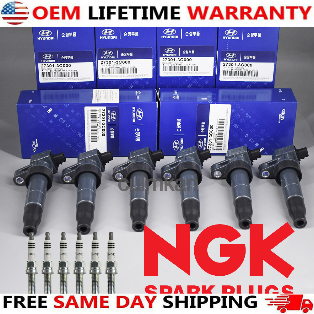 6 Ignition Coil & NGK Iridium Spark Plug for Hyundai Santa Fe Kia Sorento UF546