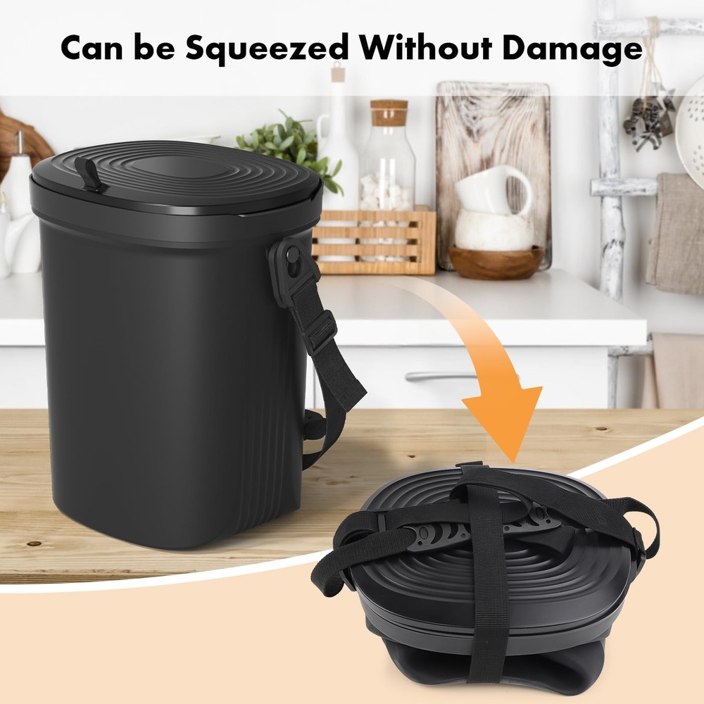 Mountable Silicone Collapsible Kitchen Compost Bin Under Sink, Hanging Trash ...