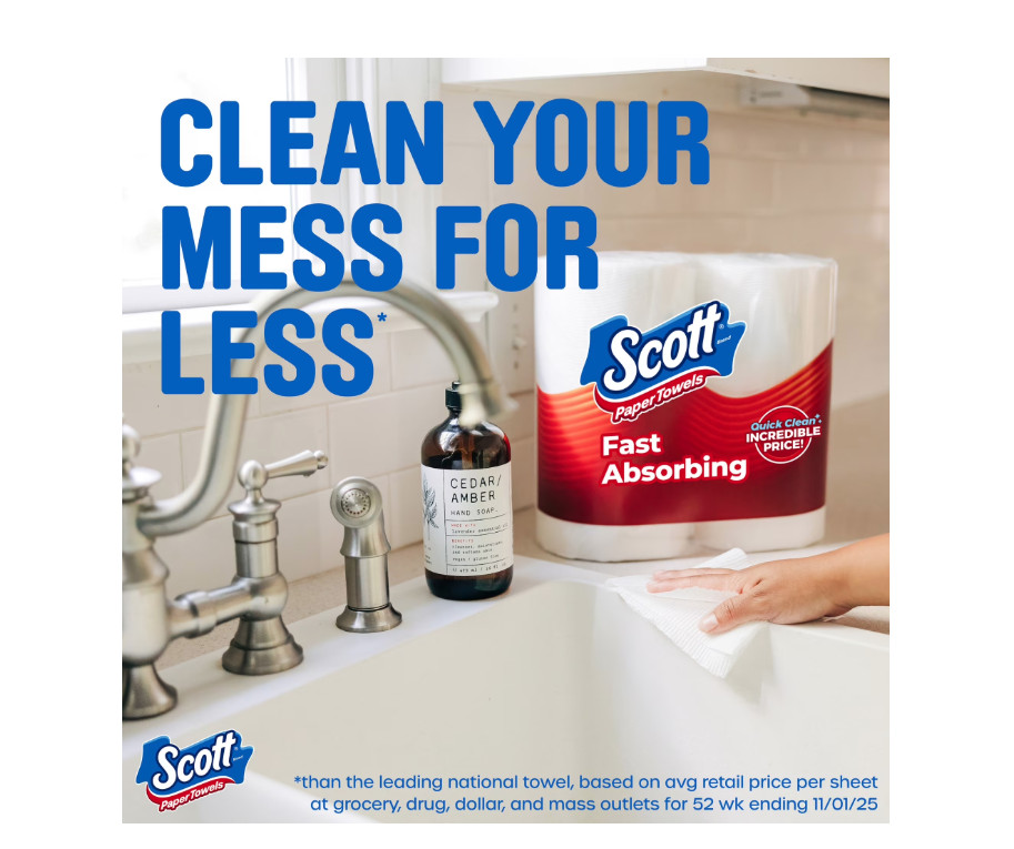 Scott Paper Towels, Choose-A-Sheet, 6 Double Rolls