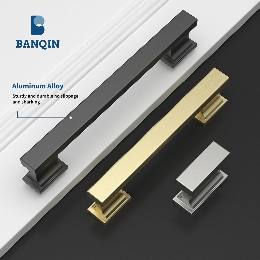 Cabinet Handles Kitchen Drawer Pulls and Knobs, 10Pack Gold 5inch Hole Center...