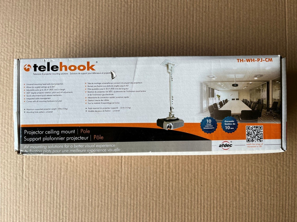 Telehook TH-WH-PJ-CM Universal Projector Ceiling Adjustable Pole Mount