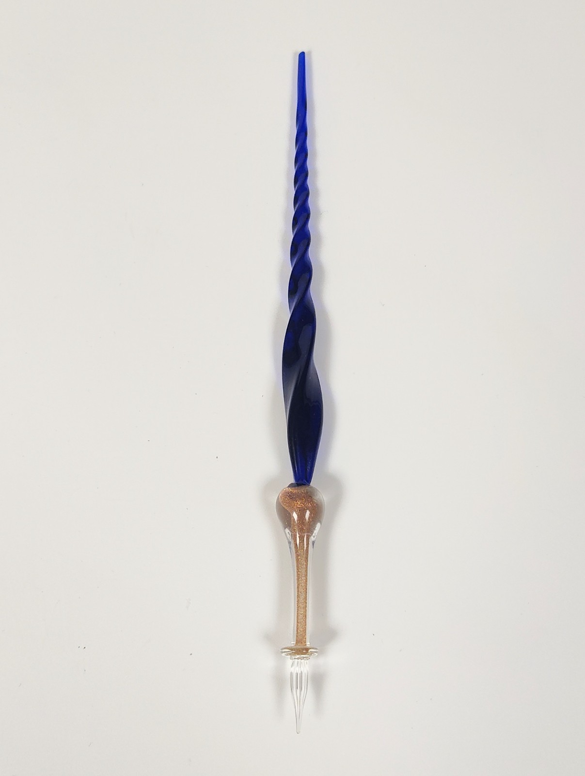 Rare 1960's Murano Glass Inkwell & Dip Pen Set – Cobalt Iridescent Signed Italy