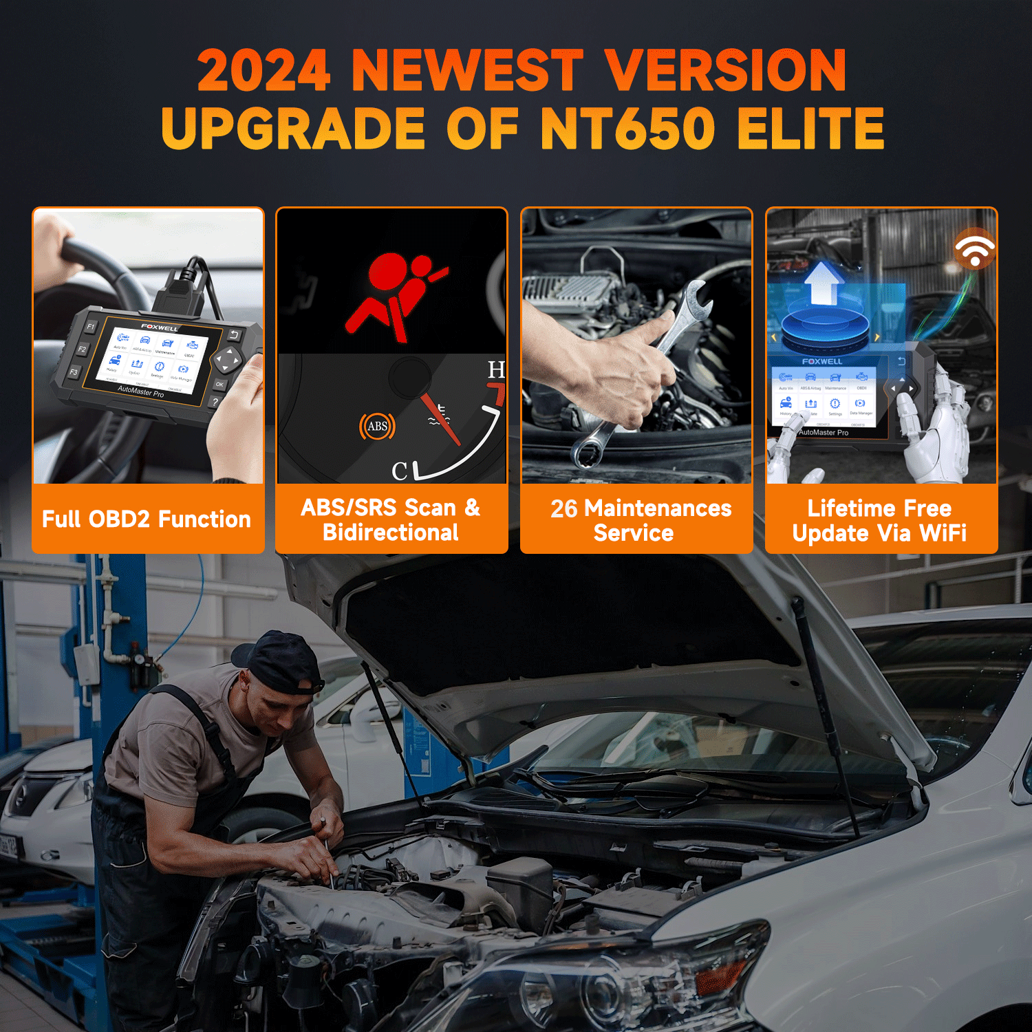 FOXWELL NT650 PRO Automotive Bi-directional OBD2 Scanner Diagnostic Scan Tool