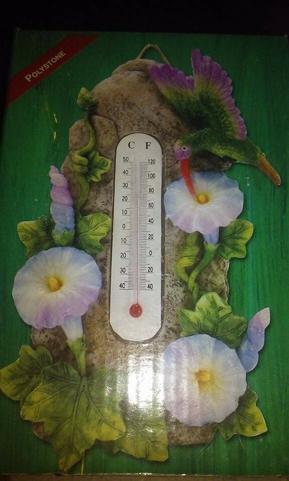 Polystone Springtime Hummingbird Thermometer