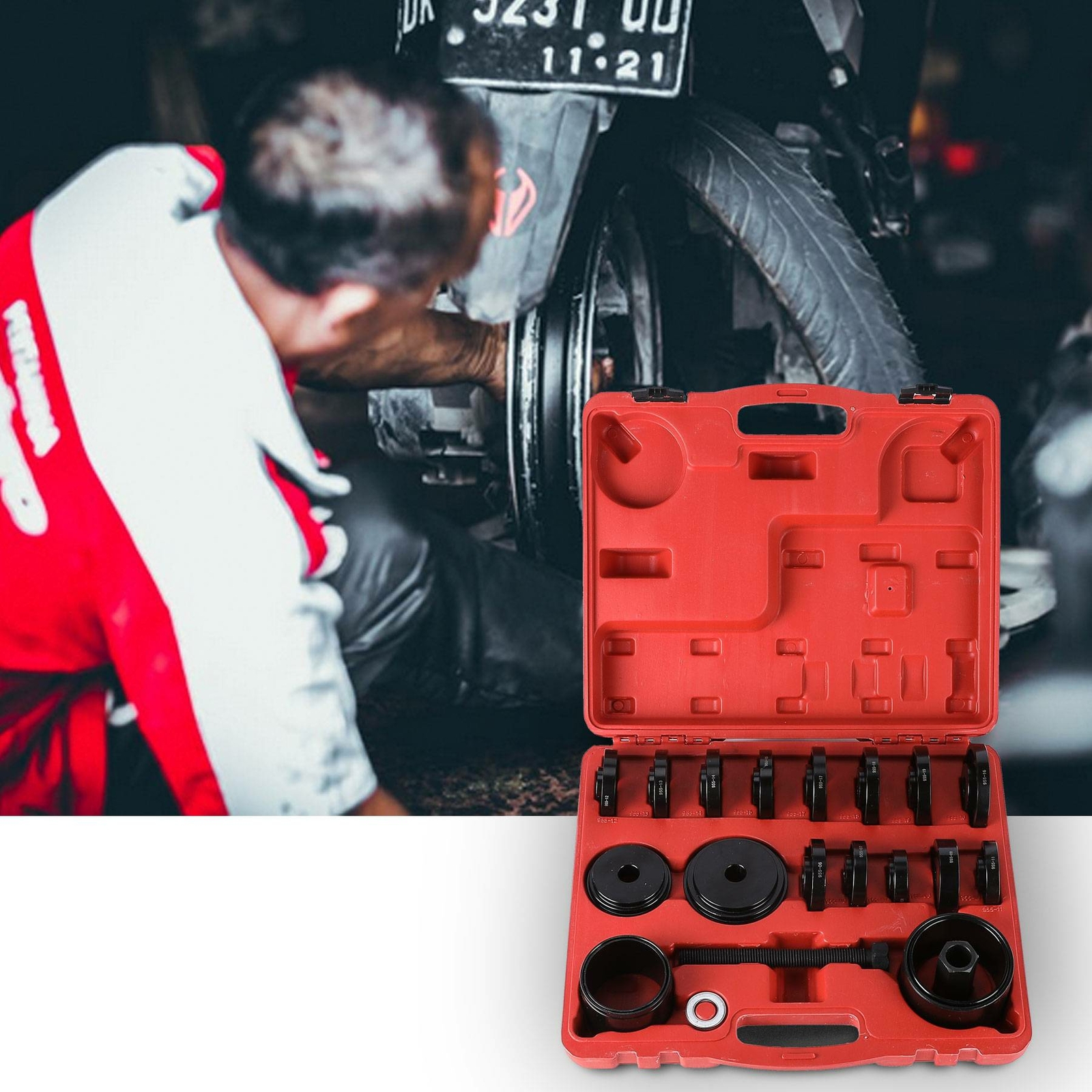 23pcs FWD Front Wheel Bearing Press Kit Removal Adapter Puller Pulley Tool Case