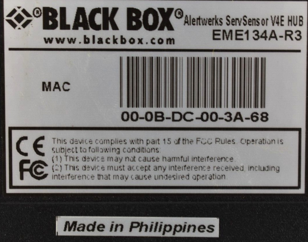 Black Box AlertWerks Gateway ServSensor V4E Dual Temp / Humidity Sensor Display