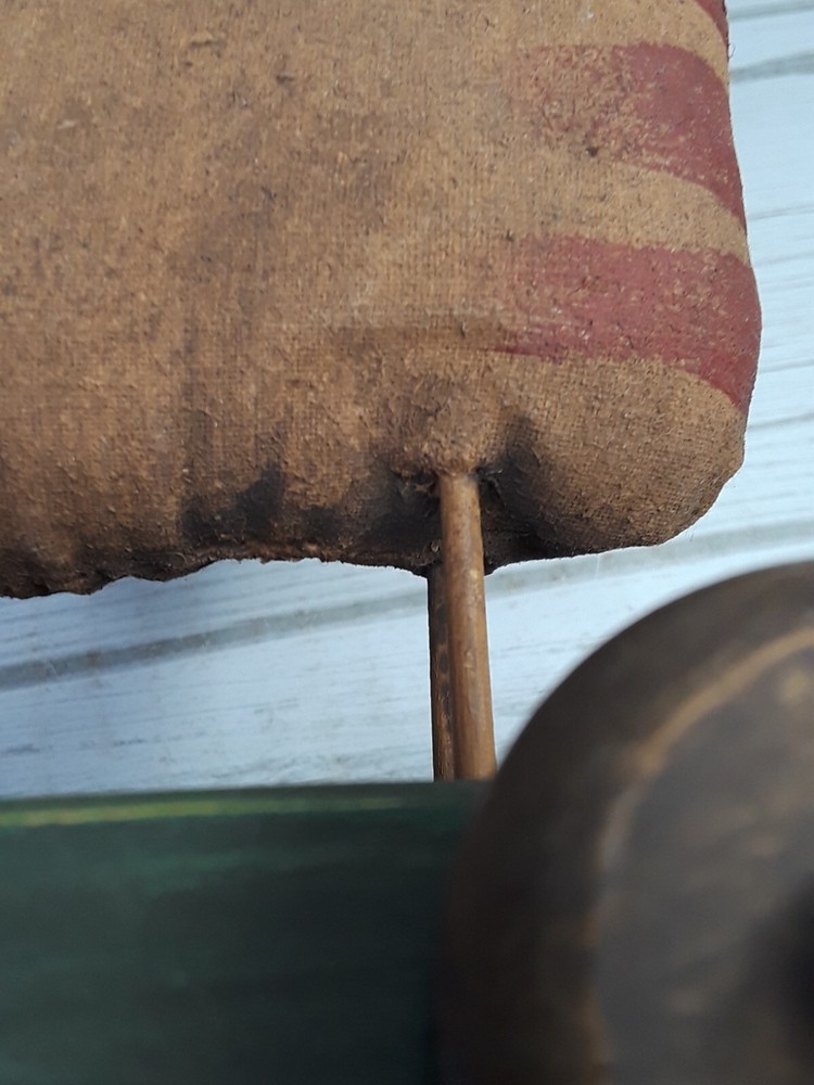 Primative Cloth Canvas Cat Pull Toy Folk Art Hand Painted Made Functioning