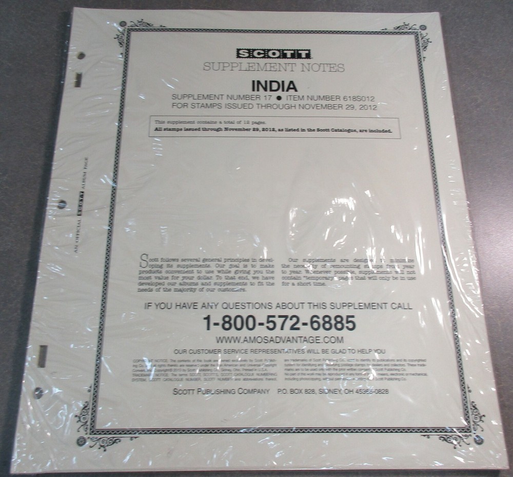 "SCOTT" INDIA 2012 #17 ALBUM SUPPLEMENT W/FREE SHIPPING!!