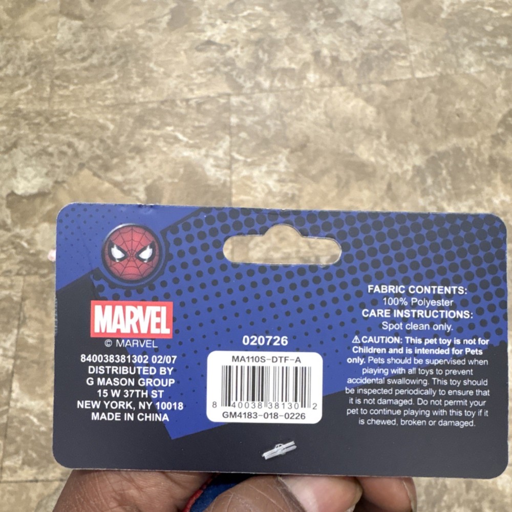 Marvel Spider-Man Plush Dog Toy Squeaker Inside Polyester Chew Toy