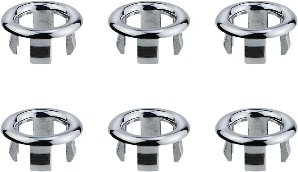 6 Pcs Electroplating Sink Overflow Ring Round Basin Cover Silver