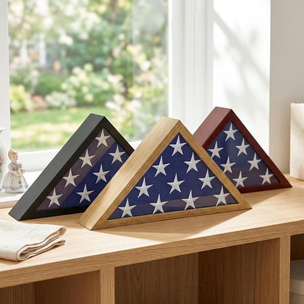 Triangular Flag Frame for 3x5' Ceremonial Flags - Perfect Gift for Veterans