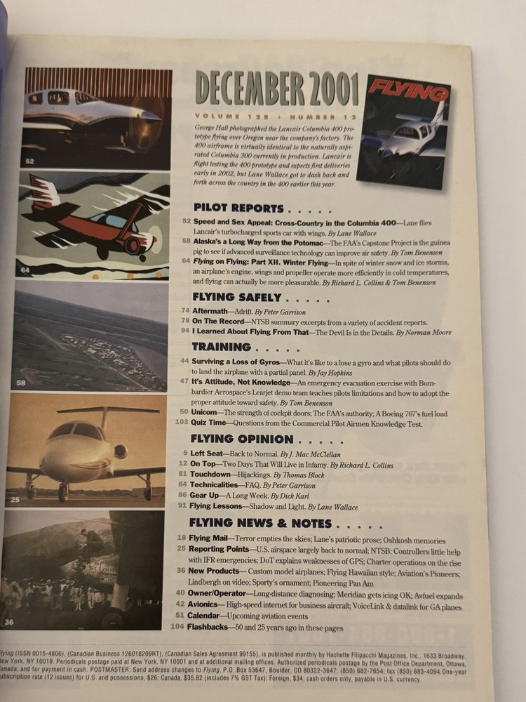 Flying Magazine December 2001 - Original