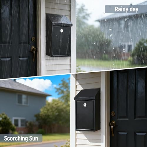 Secure Wall-Mounted Mailbox for Outside, Rust-Proof Steel Postbox Key Lock