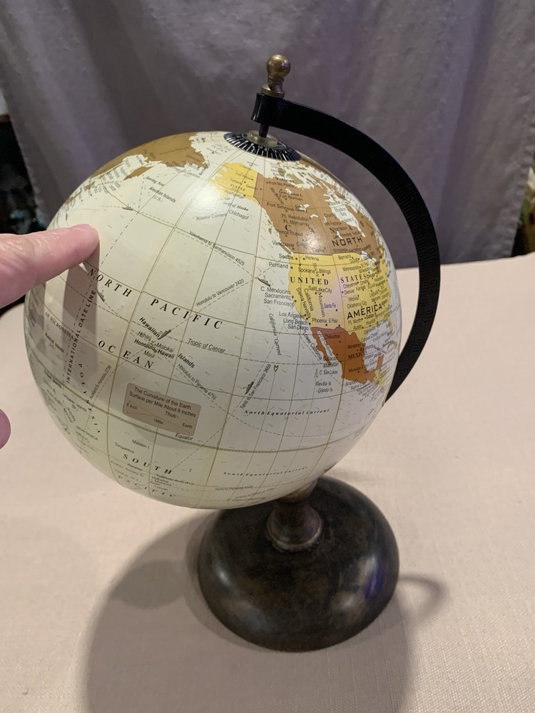 Rustic Primitive World Globe With Base 8” Globe 13” With Base. Home Decor