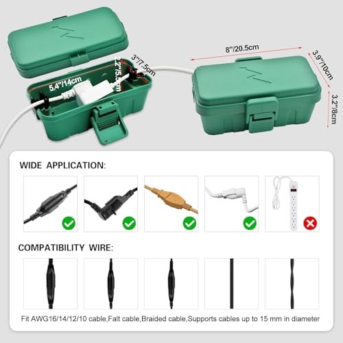 3PCS Small Weatherproof Electrical Connection Box(Inner Green