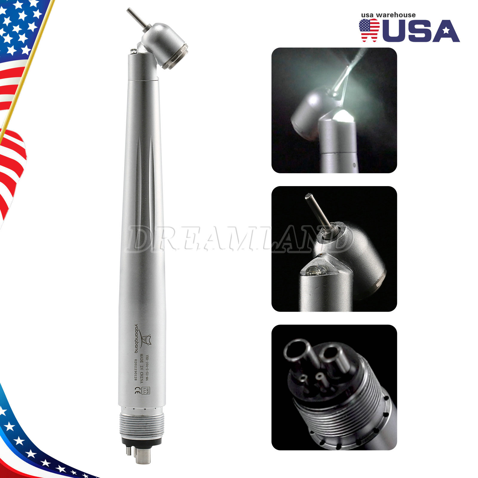 Dental 45 Degree Surgical High Speed Handpiece Led E-generator Push Button 4Hole