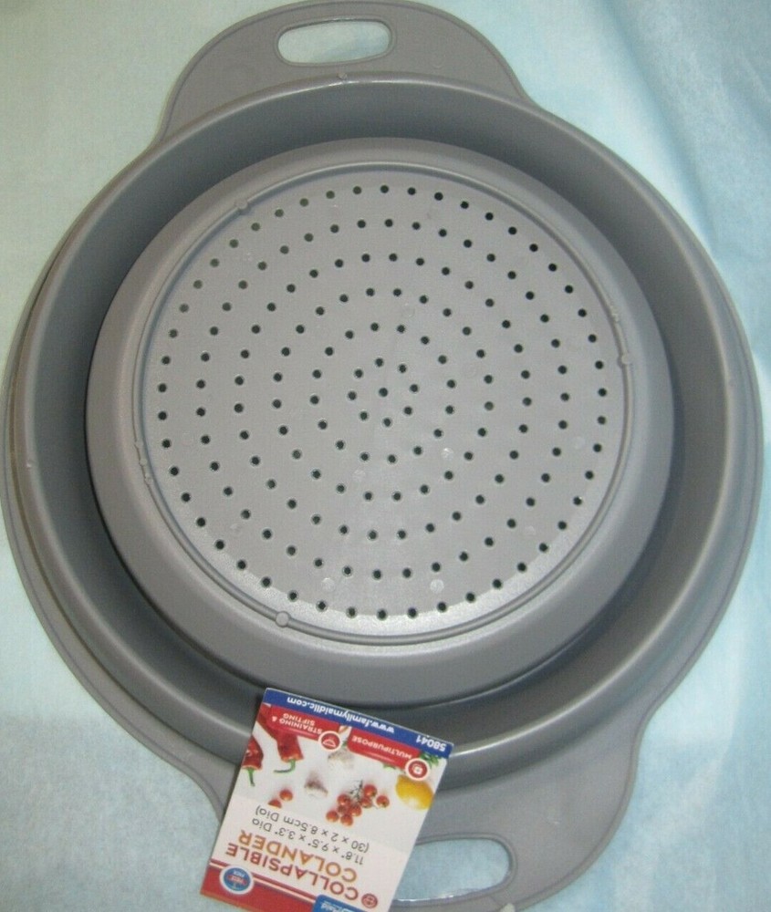 Easy Storage Folding Kitchen , Camping Strainer Collapsible Colander gray