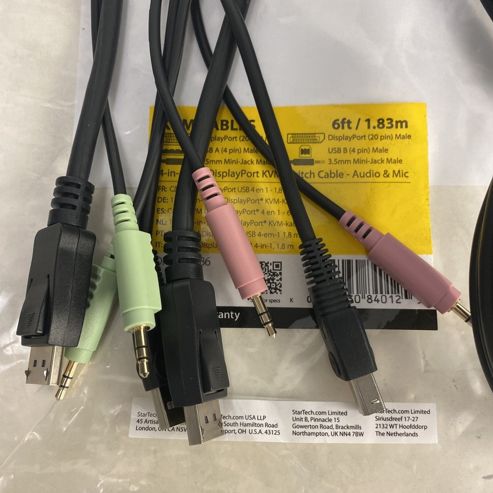 StarTech DP4N1USB6 6ft 4-in-1 USB DisplayPort KVM Switch Cable New