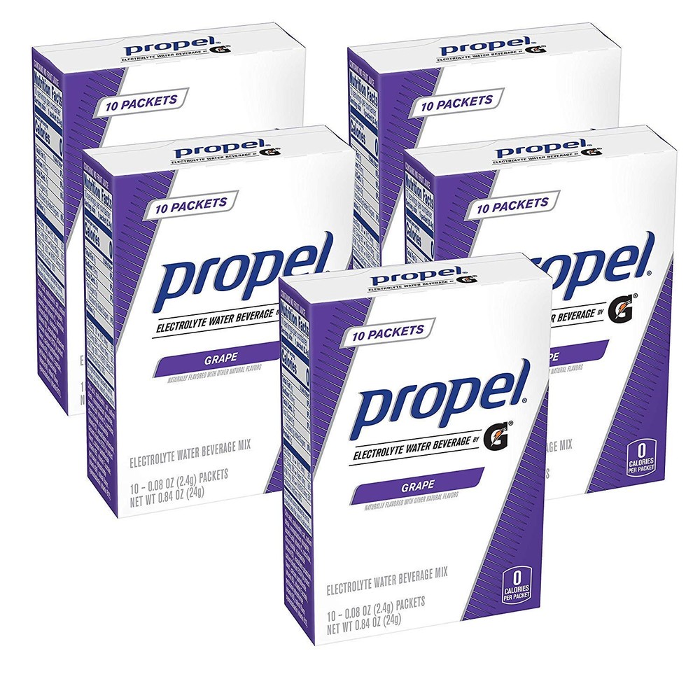 Propel Powder Drink Mix Packets Grape (5 PACK) Electrolytes, Vitamins, No Sugar