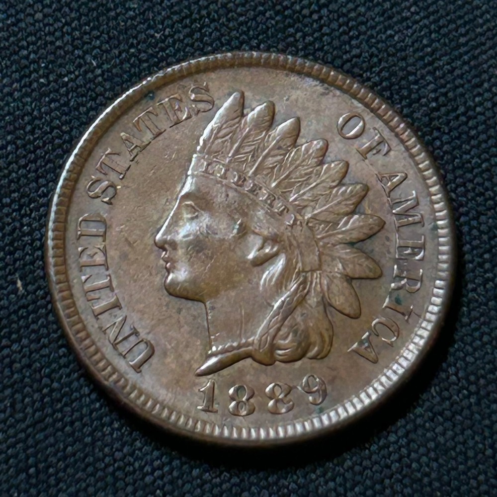 1889 Indian Head Cent Philadelphia Mint Almost Uncirculated Condition