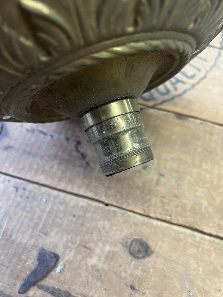 1920s Brass Flush Mounted Williamson? Ceiling Light Salvage Floral Pattern