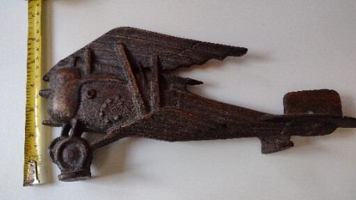 VINTAGE CAST IRON BIPLANE DOORSTOP VGC