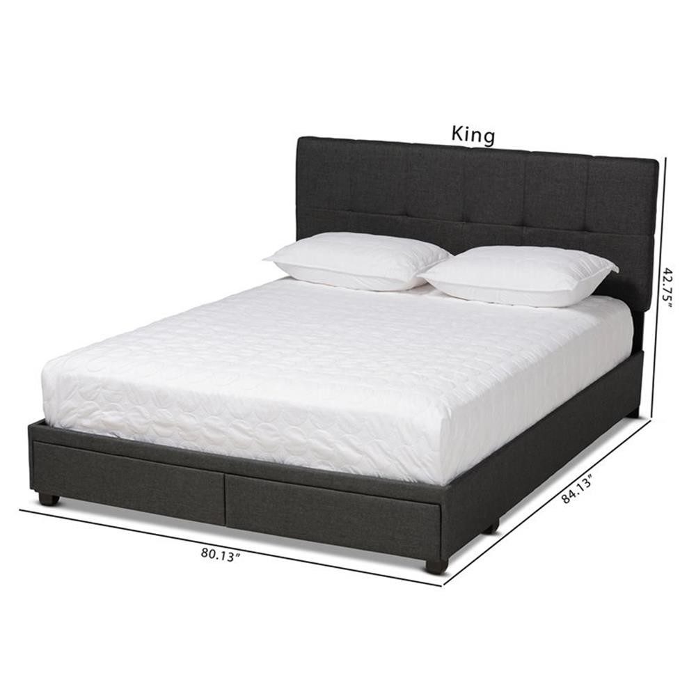 Bowery Hill Modern Fabric Tufted Platform Storage Queen Bed in Dark Gray