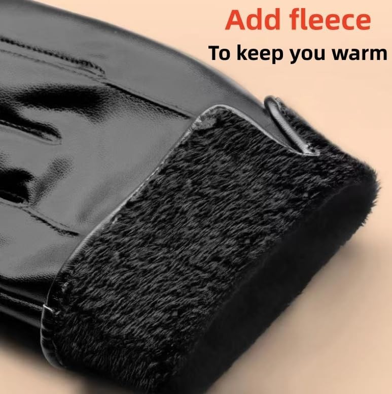 Leather Gloves For Men,Winter Warm Touch Screen Motor Medium, Black
