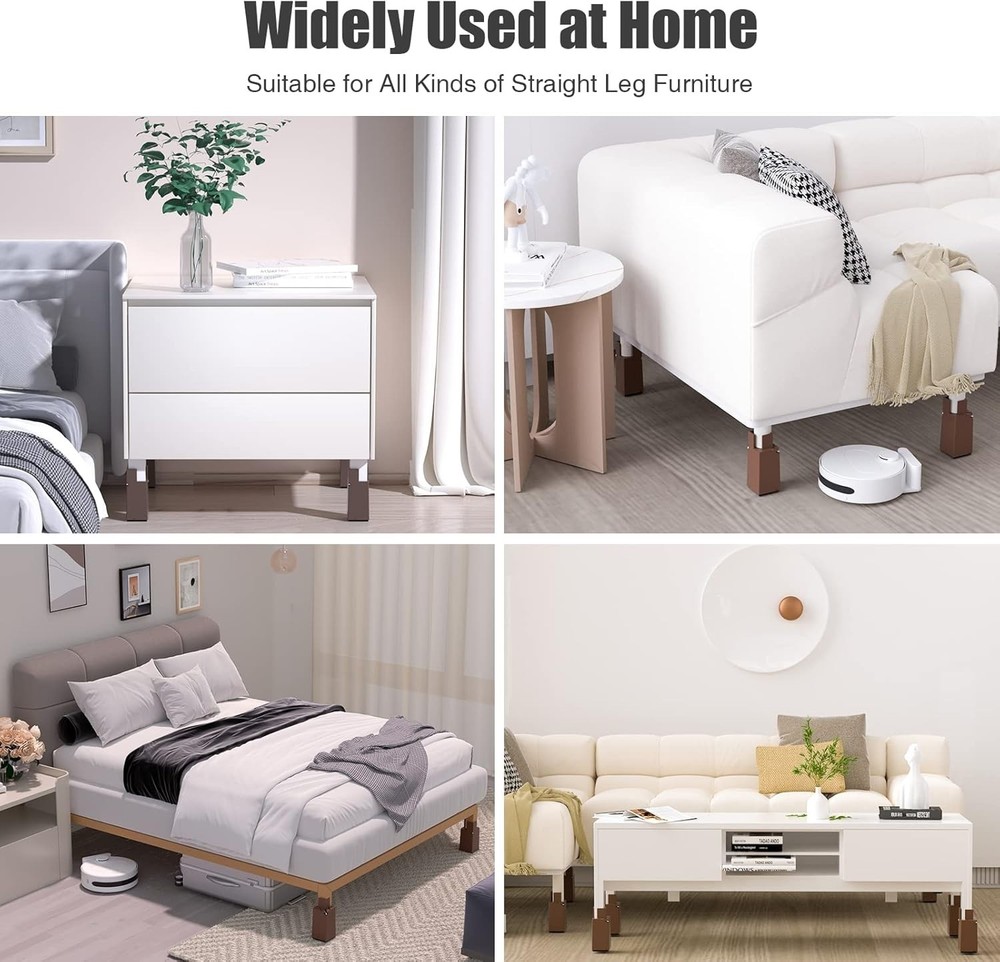 Modern Black Adjustable Bed Risers - Anti-Slip for Maximum Stability & Style