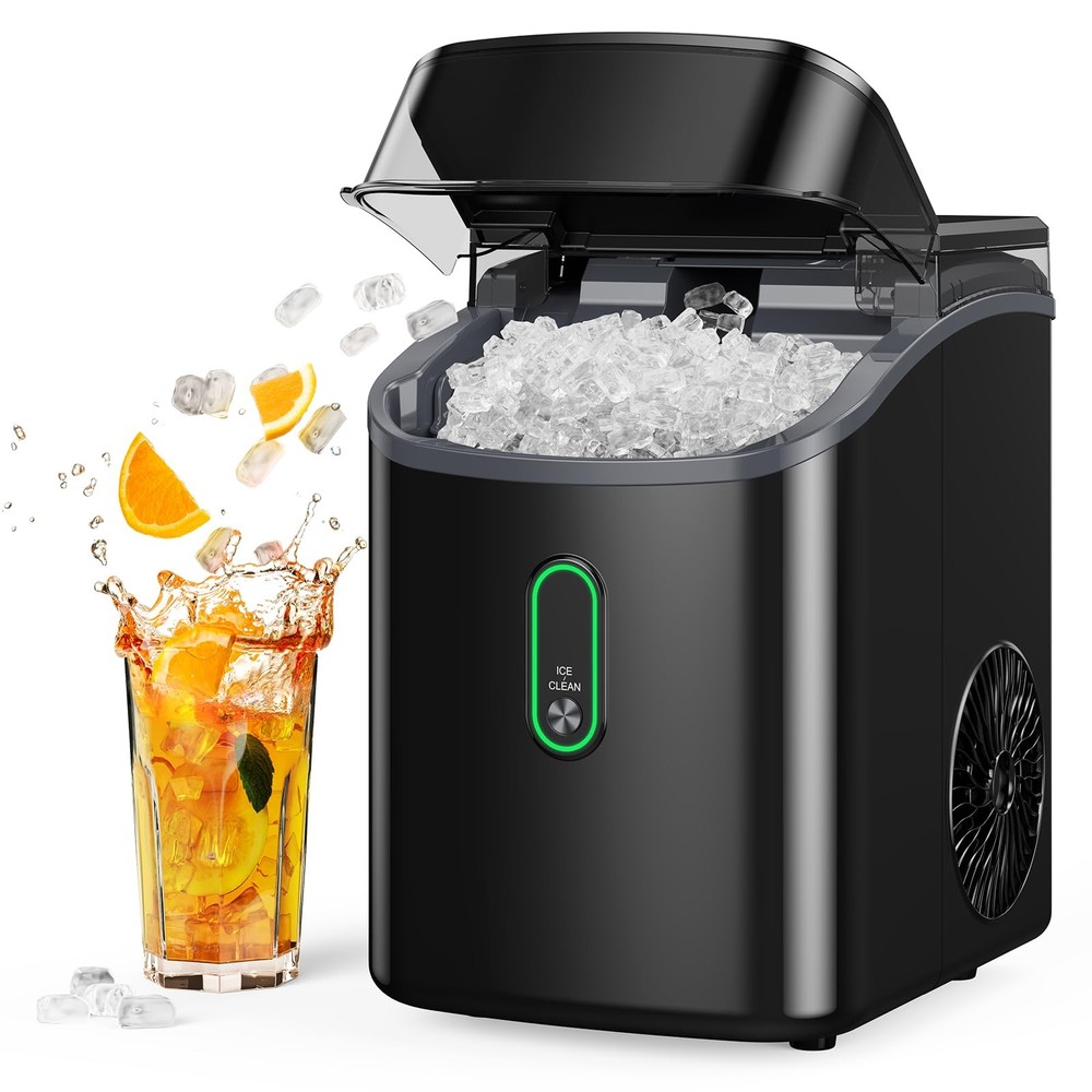 Nugget Ice Maker Countertop, Pebble Ice Maker with Soft Chewable Ice, One-Cli...