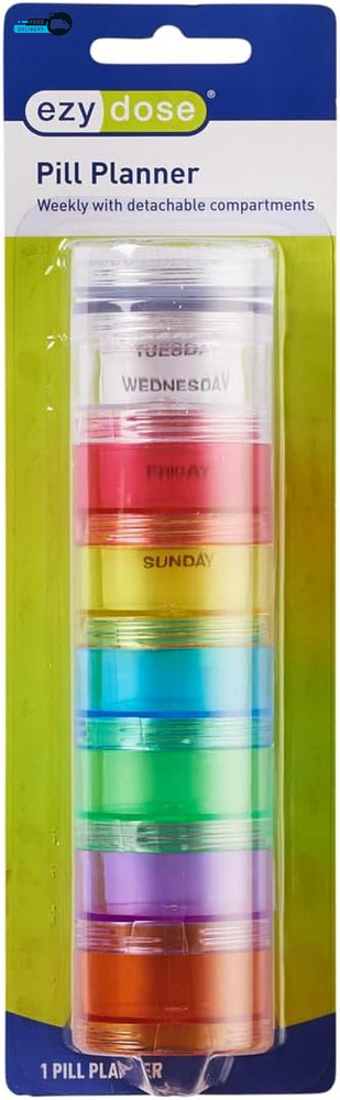 Weekly (7-Day) Daily Stackable Pill Case Medicine Planner Vitamin Organizer Box