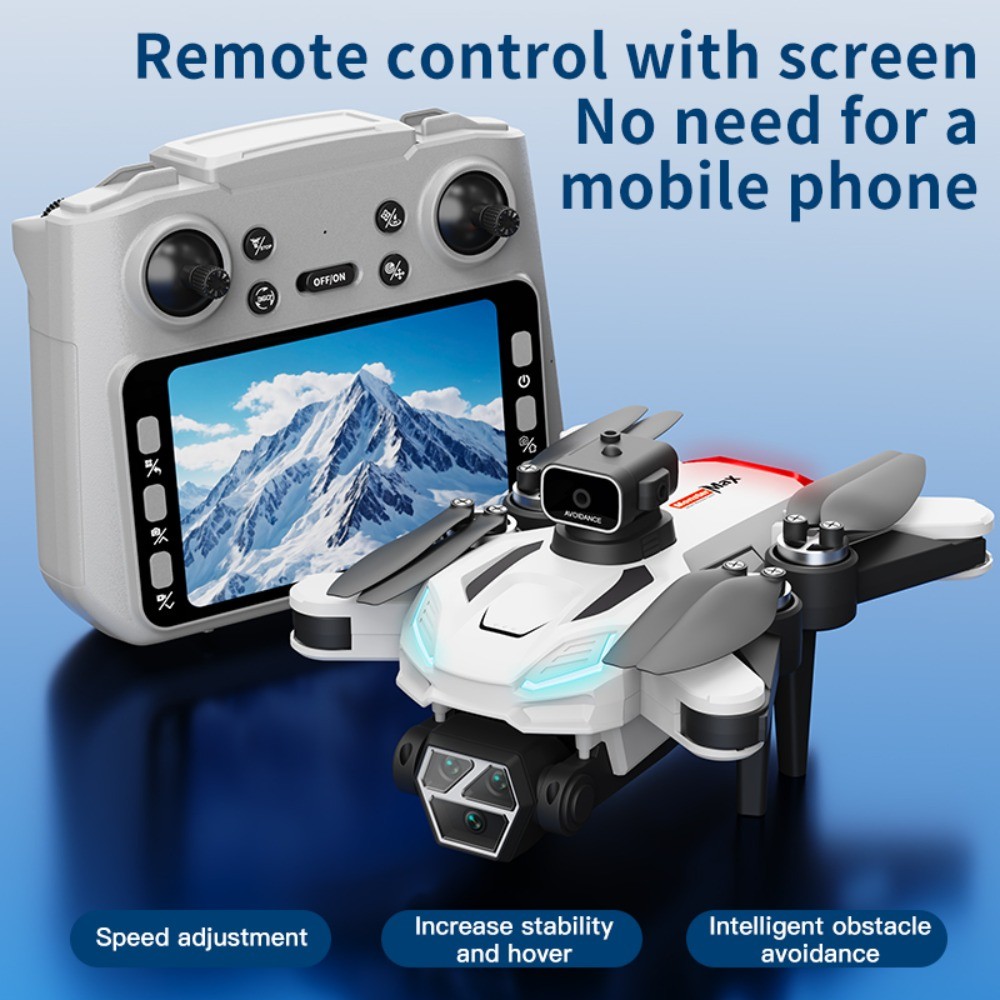 6K Drone w/ 4.5" Screen Controller, Brushless Motor, Dual Camera, 2 Batteries