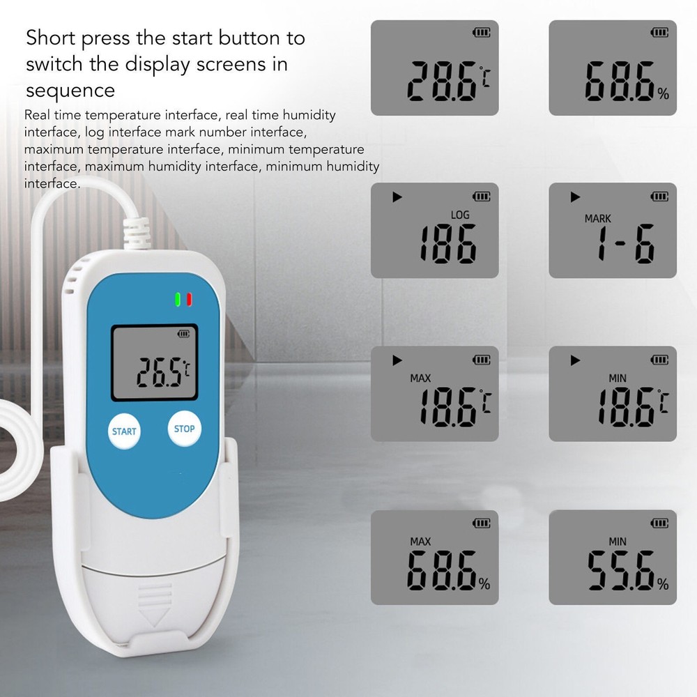 Digital Temperature Humidity Data Logger Reusable High Accuracy PDF Report USB