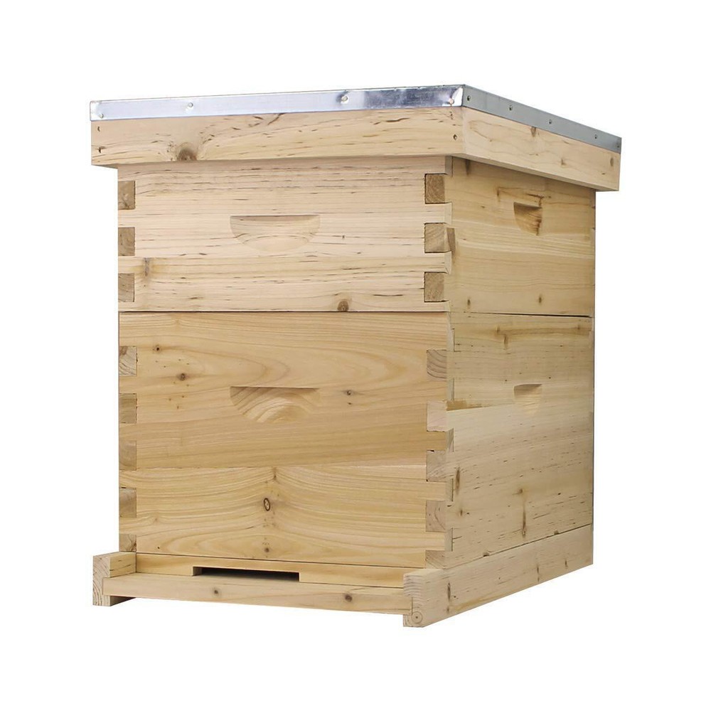 NuBee 8-Frame Beehive Kit – Unassembled (1 Deep + 1 Medium Box) with Frames & Wa
