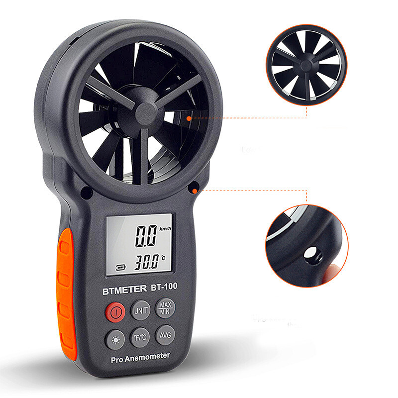 BT-100 Digital Anemometer Handheld Wind Speed Meter Measuring Wind Speed