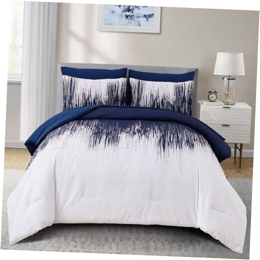 Ombre Blue Comforter Set Size Gradient Boho Bedding Set King Navy Blue White