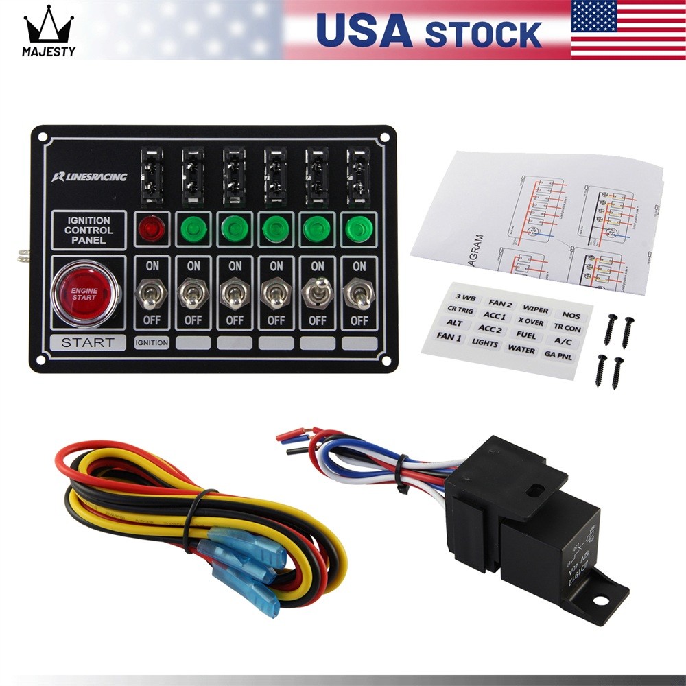 Racing Switch Panel Race Ignition Accessory Engine Start 6 Switch Lights Fused