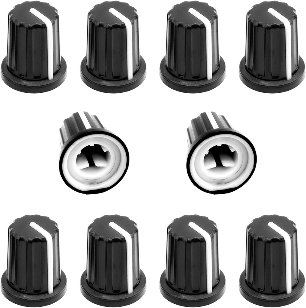 10Pcs 6mm D Type Potentiometer Control Knobs, Plastic Volume Audio Mixer Bass...