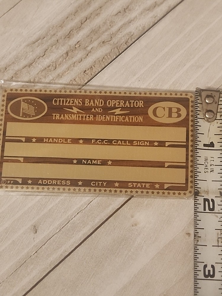 CITIZENS BAND OPERATOR TRANSMITTER IDENTIFICATION Blank Metal Card
