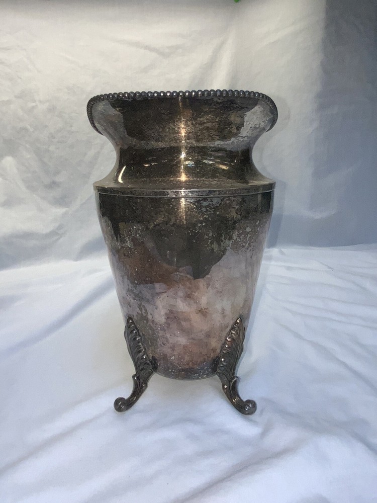 BRITISH HS SILVER CO. FOOTED PITCHER SILVER ON COPPER Antique