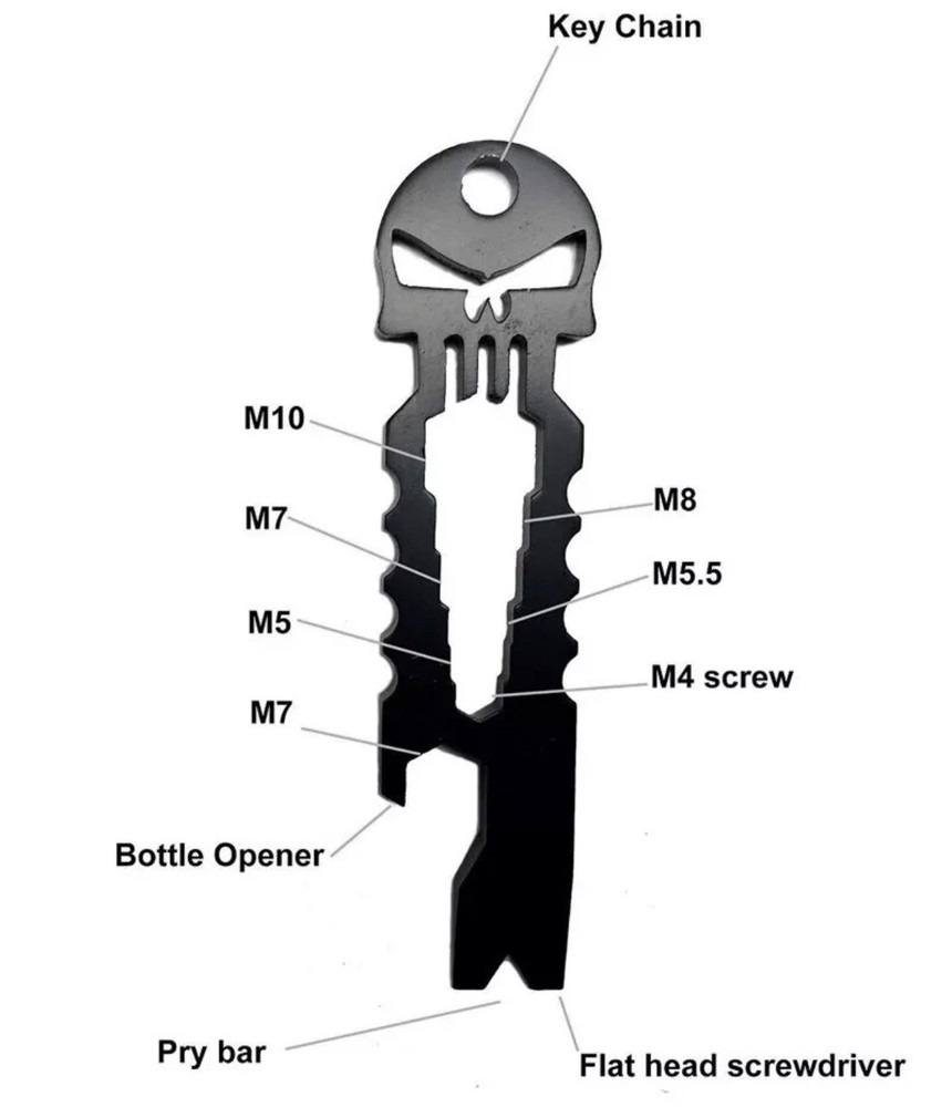 EDC-PUNISHER 6-In-1 COMPACT KEYCHAIN MULTI-TOOL