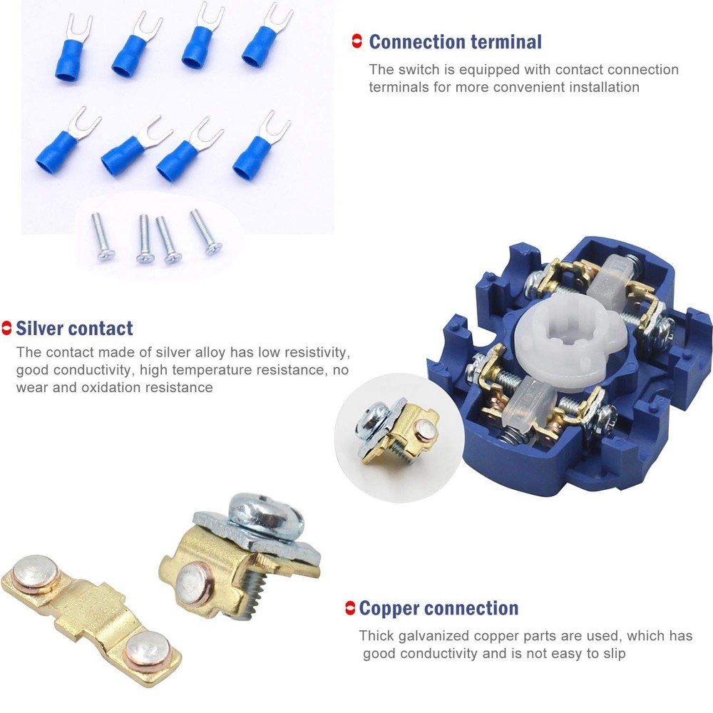 Versatile 4 Position Rotary Cam Selector Switch, 20A 550V with Blue Terminals