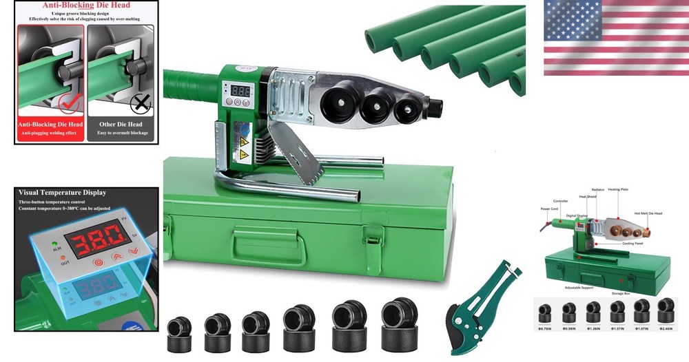 Plastic Pipe Welder 110V Plastic Pipe Welding Tool Pipe Welding Machine PP, PP-R
