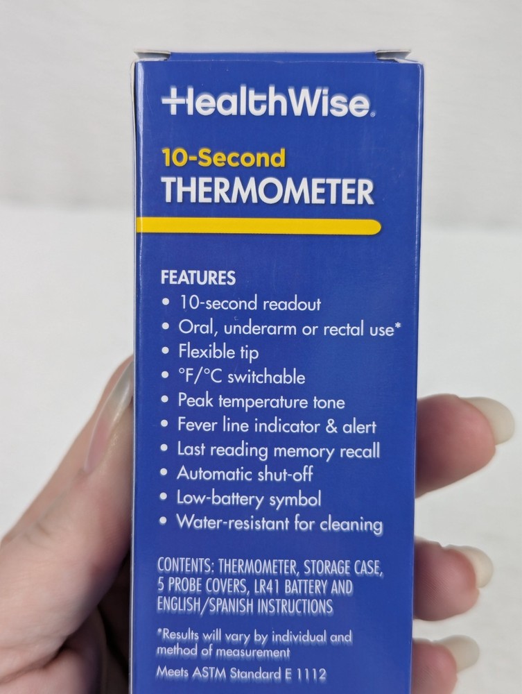 HealthWise - 10-Second Digital Thermometer - Line Indicator Storage Case + Cover
