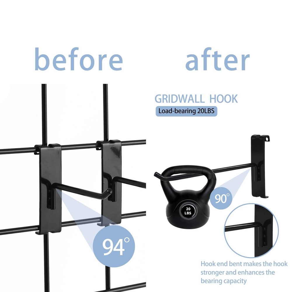 Gridwall Hooks 4 Inch,12PC Display Hooks for Grid Wall, Hooks for Grid Wall P...