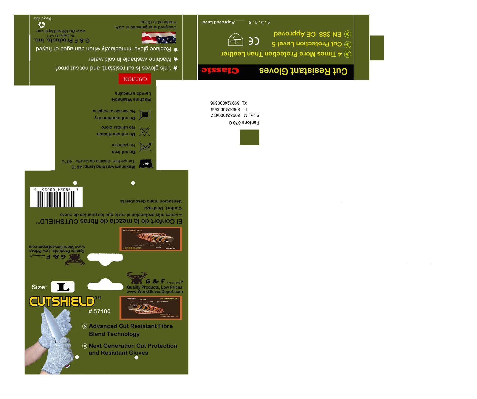 G & F 57100 CutSHIELD Classic Kitchen Cut & Slash Resistant Gloves, Grey, 1 Pair