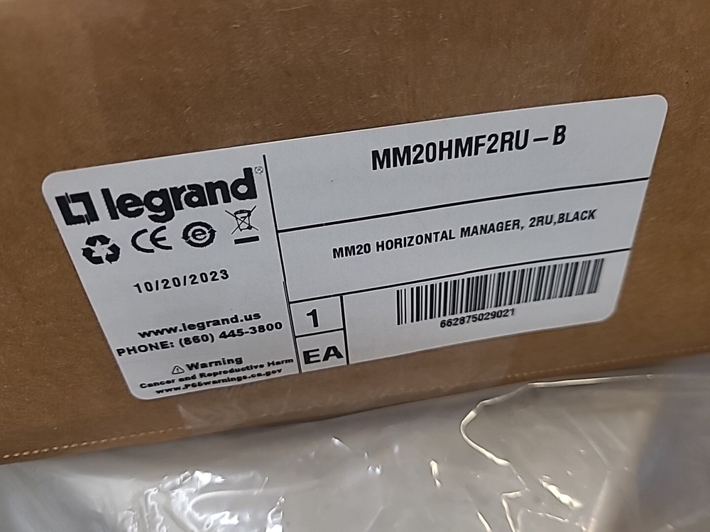 Legrand MM20 Horizontal Manager, 2RU, Black (MM20HMF2RUB)