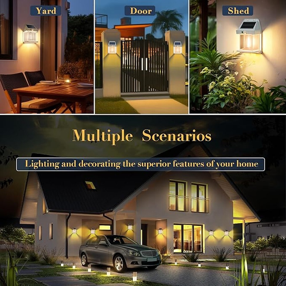 2 Pack LED Motion Sensor Solar Lights ,Outdoor IP65 Waterproof Security Lamp
