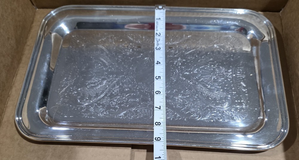 KS Inc. Keystoneware Silverplated Etched Scroll Tray 14" x 9"